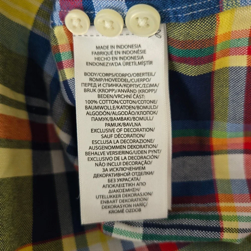 Polo Ralph Lauren 100% Cotton Red Yellow Blue Plaid Button-Down Shirt Mens XLT